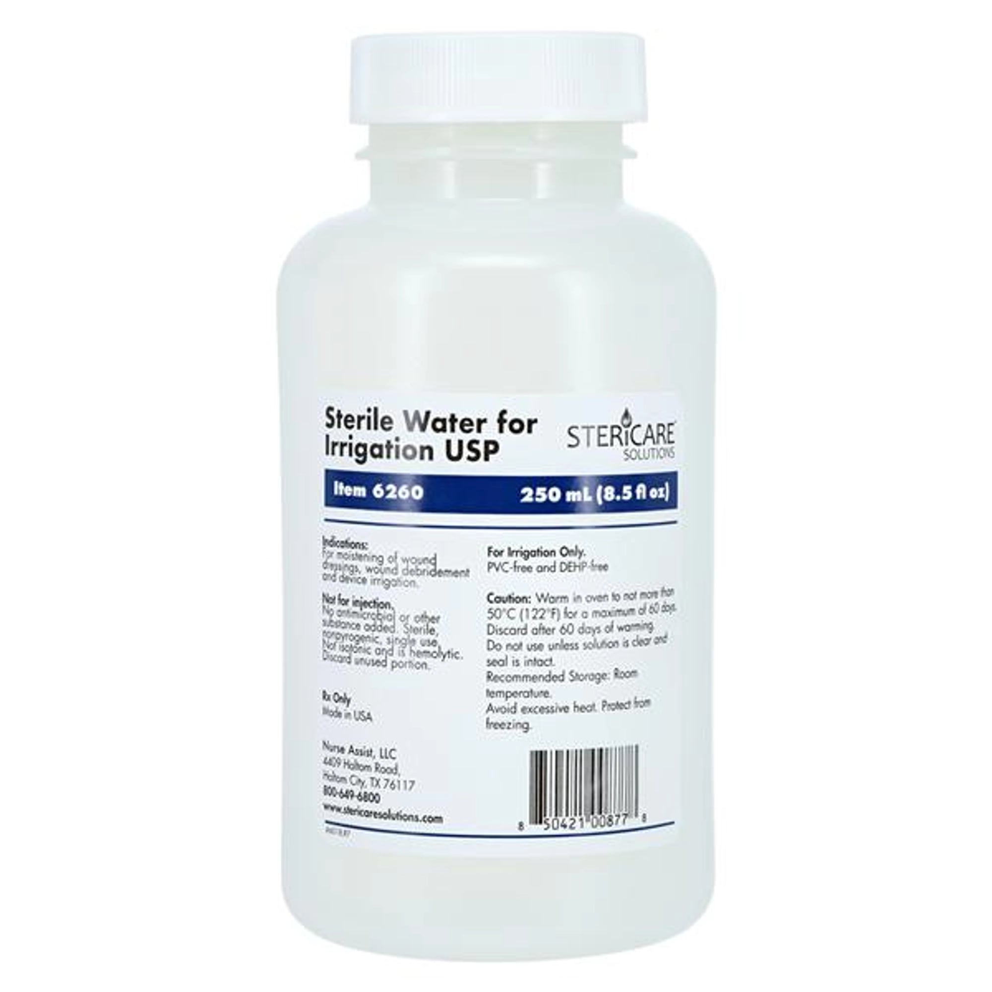 Nurse Assist Sterile Water for Irrigation, 250 ml Bottle