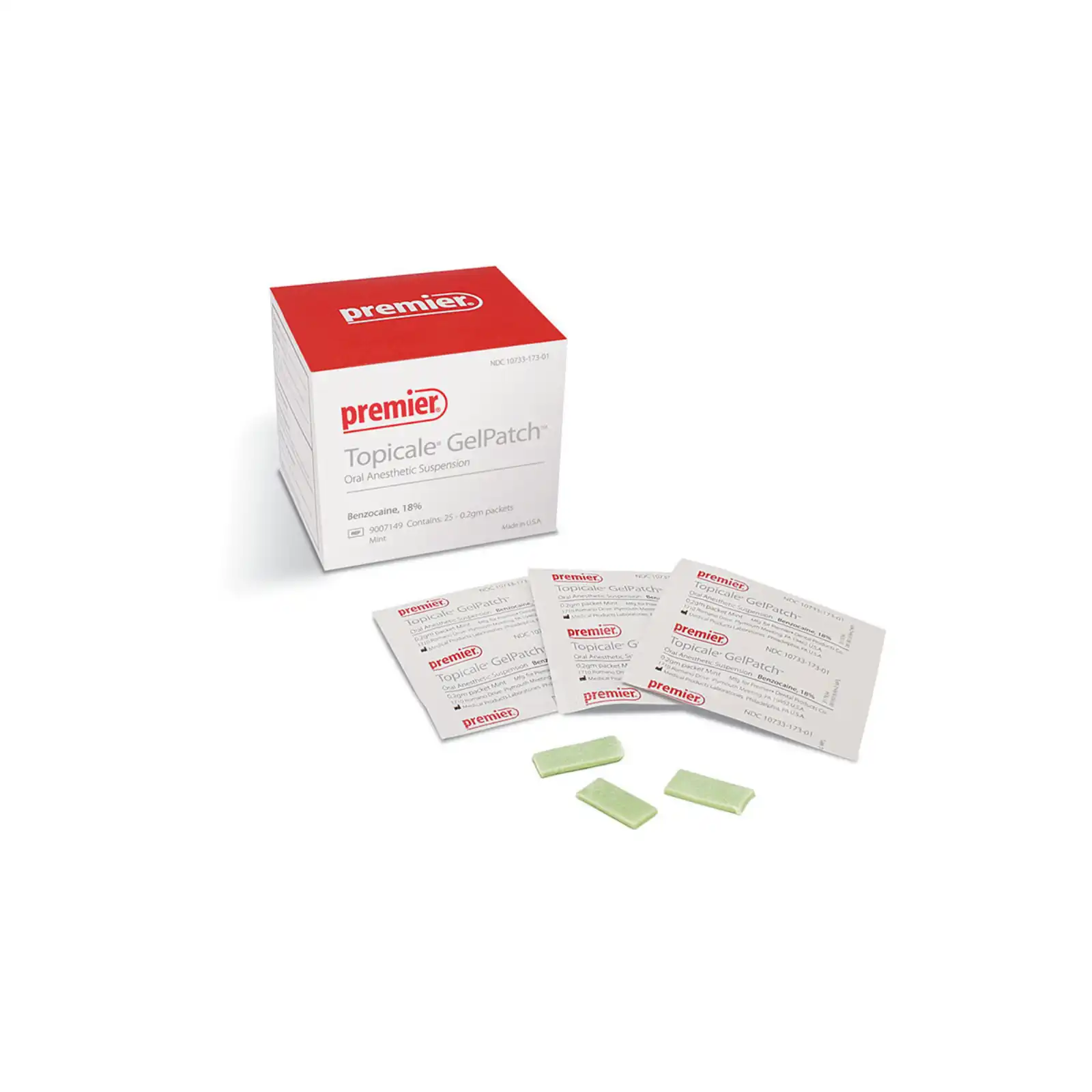 Topicale GelPatch Topical Anesthetic Patch, 18% Benzocaine, Mint, 25/Box, 9007149