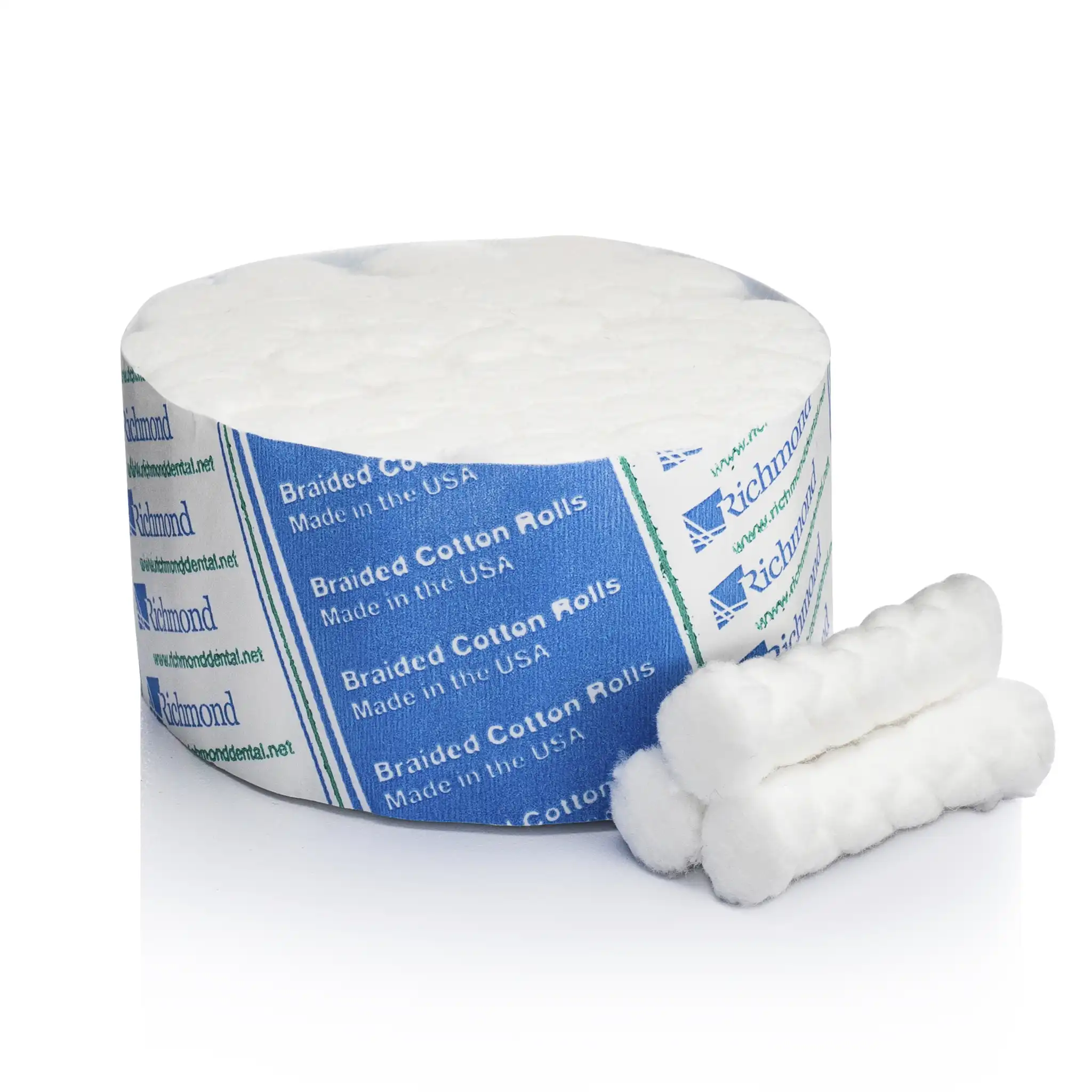 Richmond Braided Cotton Rolls, Medium, 3/8" x 1 1/2", Non-Sterile, 2500/Pk, 200215