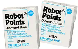 Shofu Robot Diamond Point, FG, Wheel (Round End), ISO 068/034, 3.4 mm, Regular Grit, White, 0894-1