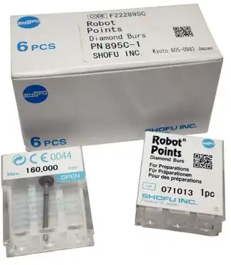 Shofu Robot Diamond Point, FG, Wheel Round End, Coarse (Green), 4.6 mm Diameter, 1.8 mm Length, ISO 068-046, 895C-1