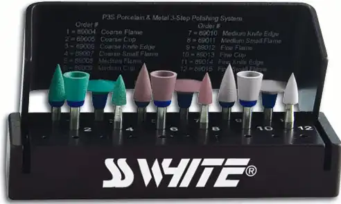 Jazz Supreme Diamond Polishers, RA, 4-Piece Kit with Autoclavable Bur Block, 4/Pk, 89035