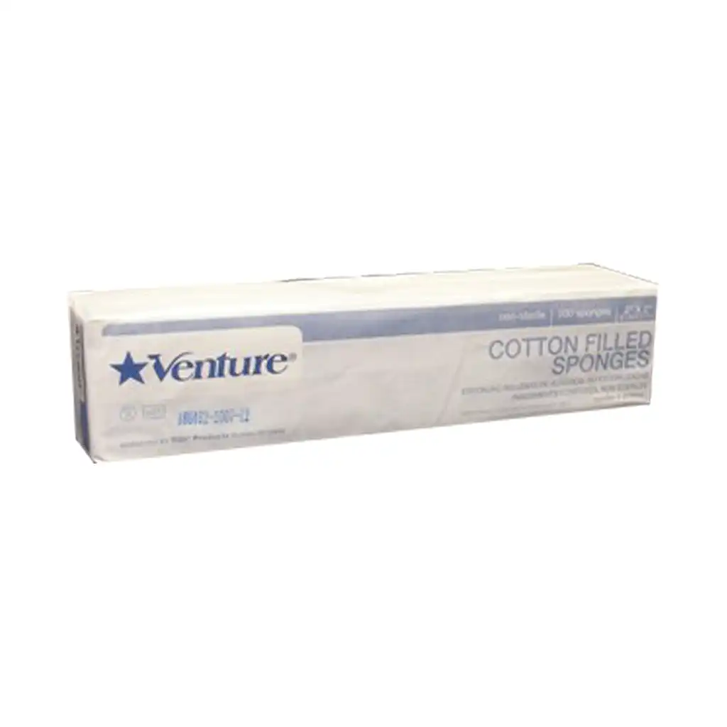Venture Cotton-Filled Gauze Sponges, Non-Sterile, 8-Ply, 2" x 2", 5000/Case, 919000