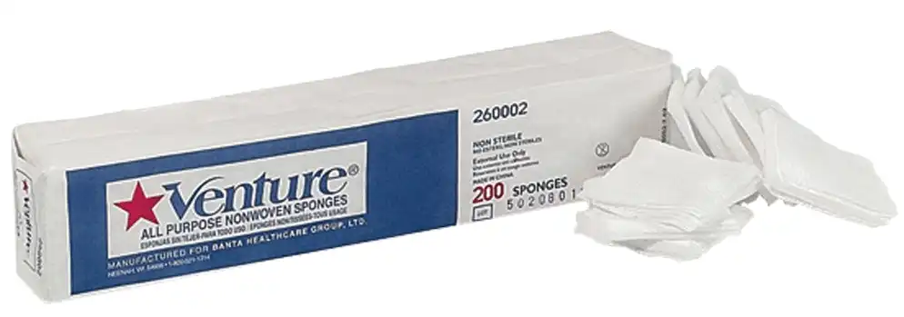 Venture Non-Woven Sponges, Non-Sterile, 4-Ply, 2" x 2", 5000/Case, 912022