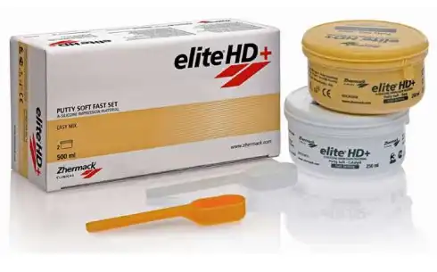 Zhermack Elite HD+ Putty Soft VPS Impression Material, Regular Set, Orange, Economy Pack (2 x 450 mL Base + 2 x 450 mL Catalyst + 2 Spoons)