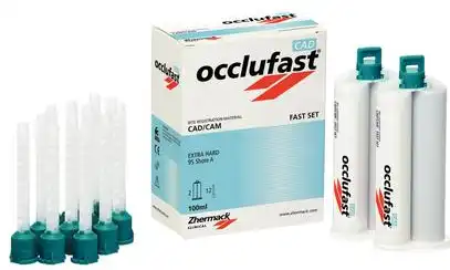 Occlufast CAD A-Silicone Bite Registration, Super Fast Set, Light Blue, 2 x 50 ml Cartridges with 12 Mixing Tips, C200800