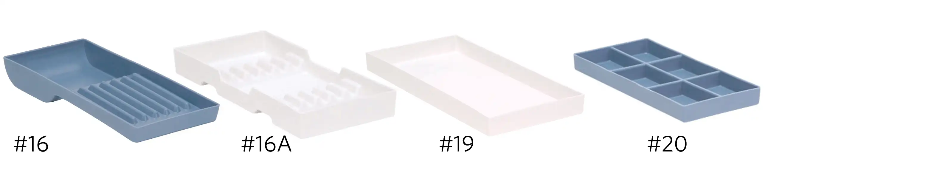 Zirc Dental Plastic Cabinet Tray #16A, Blue, 7-7/8" x 3-3/4" x 15/16", 1/Pk, 20Z201B