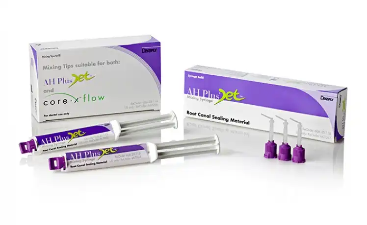 AH Plus Jet Resin-Based Root Canal Sealer, Starter Kit with Double-Barrel Syringe and 20 Mixing Tips
