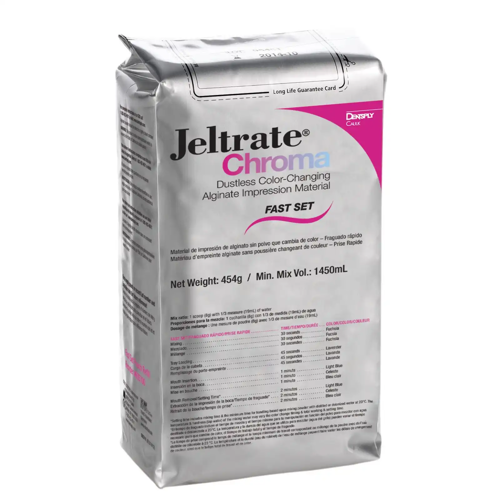 Jeltrate Chroma Dustless Color-Changing Alginate Impression Material, Fast Set Intro Kit, 1 lb Pouch, 605710