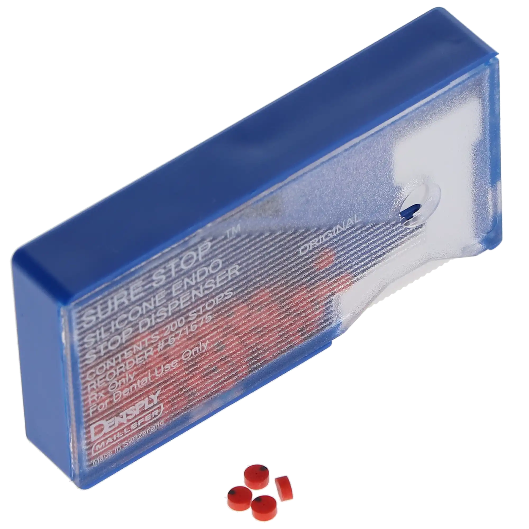 Sure-Stop Silicone Endo Stops with Dispenser, Red, 200/Pk, 1.5mm Thickness, 671675