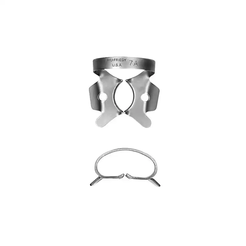 Hu-Friedy Satin Steel Rubber Dam Clamp, #7A, Winged, Large Lower Molars, 1/Pk, RDCM7A