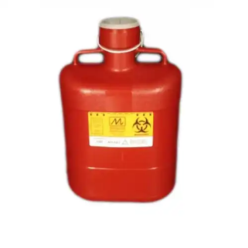 Medical Action Industries Non-Stackable Sharps Container, 10 Qt, Large, Red, Locking Cap, 12/Case