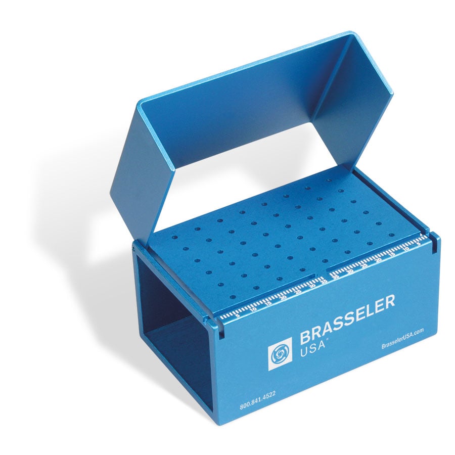 Brasseler A812BLUE Aluminum Bur Block, 48-Hole Endo