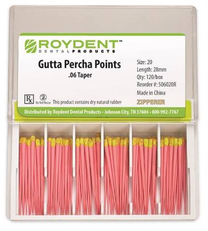 Roydent Dental Gutta Percha Points, Size -120, 120 Points per Box