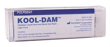 Kool-Dam Light-Cure Heatless Liquid Dam & Block-Out Resin Intro Kit, 2 x 3 mL Syringes + 20 Applicator Tips