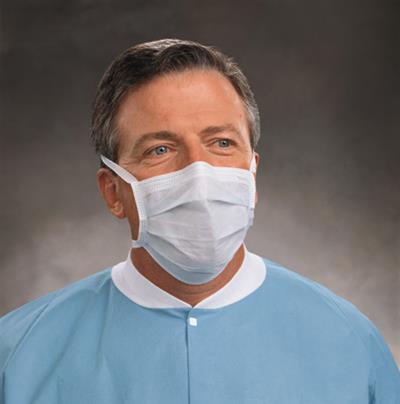 Halyard The Lite One Surgical Mask, Blue, Pleat-Style with Ties, 50/Box