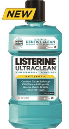 Listerine Ultraclean Antiseptic Mouthwash, Cool Mint, 1.5 L Bottle, Case of 6