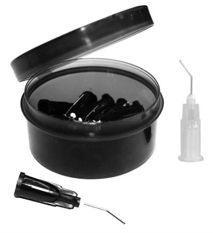 Vista Apex Pre-Bent Applicator Tips, 20 Gauge, Opaque Black, Blunt End, Luer Lock, 100/Pack, 315320