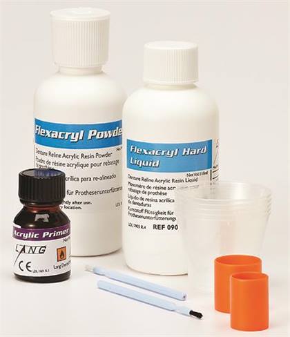 Flexacryl Pink Hard Denture Reline Professional Package, 100g Powder + 118ml Liquid