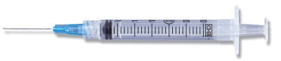 3cc Syringe with 25GA x 5/8" Luer Lock Needle, 100 per Box