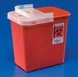 Cardinal Health Sharps Container, 2 Gallon, Red with Clear Hinged Lid, 20/Case