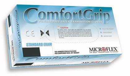 Microflex ComfortGrip CFG-900 Latex Exam Gloves, Powder-Free, Non-Sterile, Textured, Medium, Natural, 100/Box, CFG-900-M