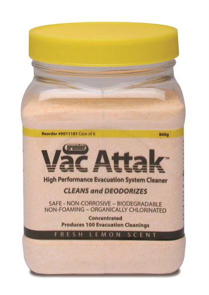 Premier Vac Attak Evacuation System Cleaner, Powder, 800 g Jar, Lemon Scent, 1/Pk, 9011101