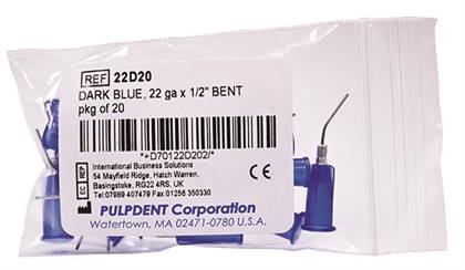 Pulpdent Applicator Tip 18Ga X 1/2" Green Prebent, 100/Box