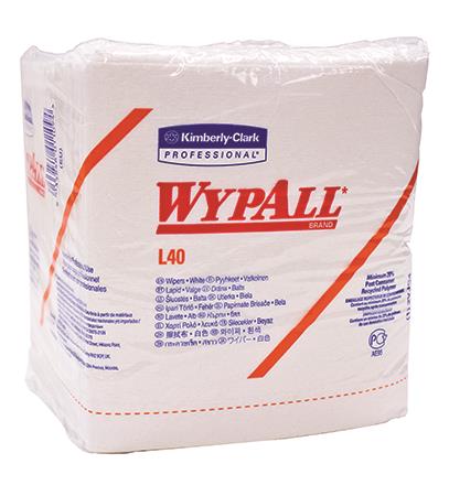 WypAll PowerClean L40 Extra Absorbent Towels, 1/4 Fold, White, 12.5' x 14.4", 56 Sheets/Pack, 18 Packs/Case (1,008 Sheets/Case)