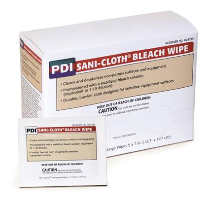 Sani-Cloth Bleach Germicidal Disposable Wipes, Large 5x7, 40 Wipes per Pack, 10 Packs per Box