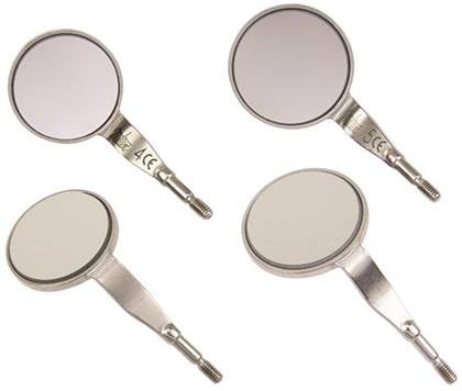 Miltex Hi-Light Size 4 Double Sided Mouth Mirror, Front-Surface, Cone Socket, Thinner Profile, 6/Box