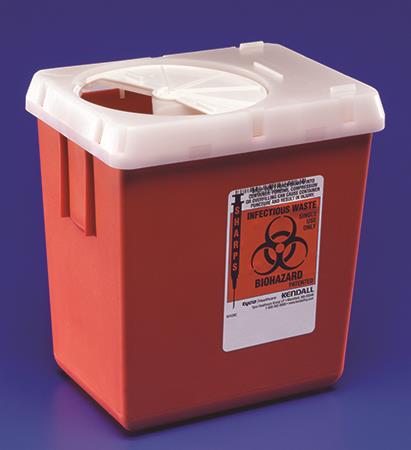Cardinal Health Autodrop Sharps Container, Red, 2.2 qt