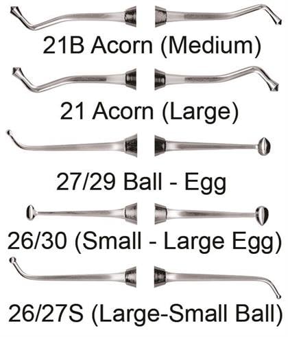 Burkhart Double-Ended Burnisher, Ball #27 / Egg #29