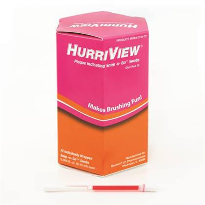 HurriView Plaque Indicating Snap-N-Go Swabs, 0.15 mL, Red, Individually Wrapped, 72/Box