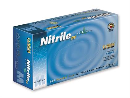 Dash Medical Nitrile Powder-Free Exam Gloves with Aloe, Textured, Extra Large, Green, 100/Box