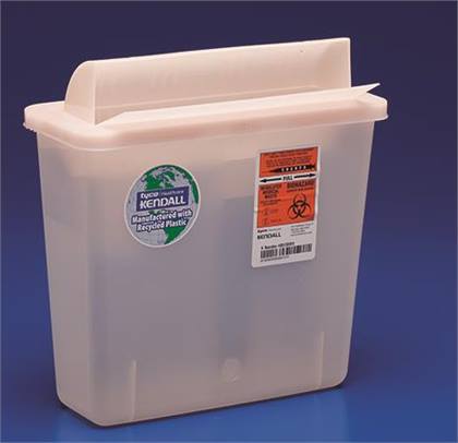 Cardinal Health In-Room Sharps Container, 5 Quart, Red, Always-Open Lid, 20/Case