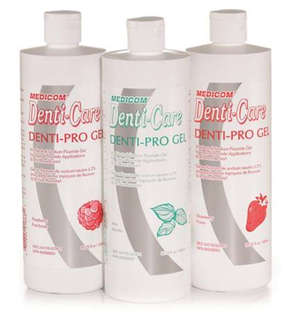 Medicom Denti-Care Neutral Sodium Fluoride Gel, 2% NaF, Strawberry, 16 oz Bottle