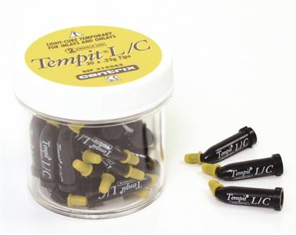 Centrix Tempit L/C Light-Activated Temporary Filling Material, Prefilled Tips, 0.25 g, Translucent, 30/Jar, 310063