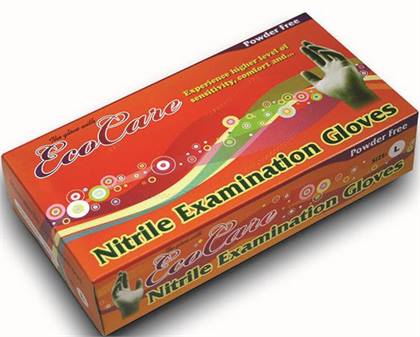 EcoCare Green Medium Nitrile Powder-Free Examination Gloves, 100/Box