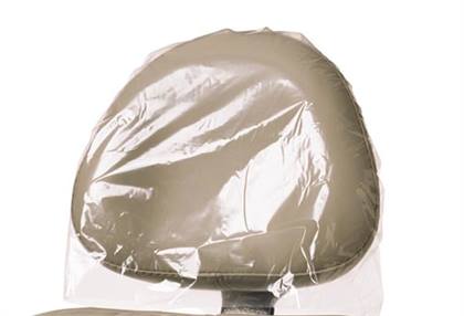 Pinnacle Headrest Covers, 14" x 9.5", Clear Plastic, Disposable, 250/Box, 3514