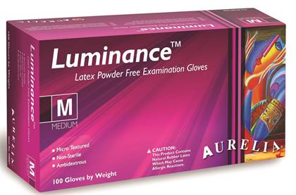 Aurelia Luminance XS Latex Powder-Free Examination Gloves, Extra Small, 100/Box