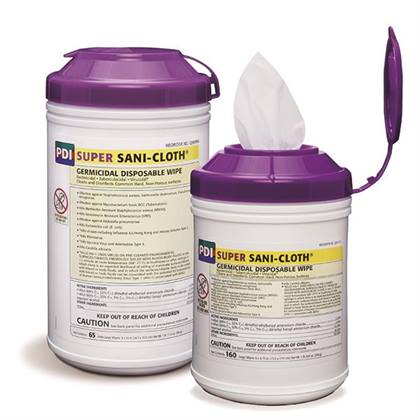 Super Sani-Cloth Germicidal Disposable Wipes, 6" x 6.75", 160/Canister