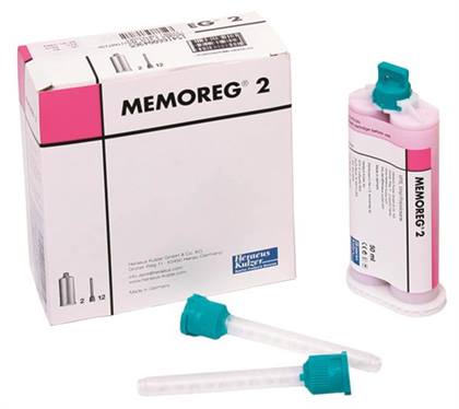 Memoreg 2 Bite Registration Material, A-Silicone, Pink, 2 x 50 mL Cartridges with Mixing Tips, 50035517
