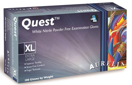 Supermax Aurelia Quest XS White Nitrile Powder-Free Examination Gloves (100/Bx)