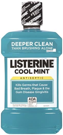 Listerine Cool Mint Antiseptic Mouthwash, 3.2 oz (95 ml) Bottles, 24/Case, #42795