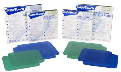 Medicom Safe-Touch Mint 5x5 Thin Dental Dam, Latex, 6 per Box