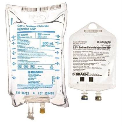 Braun Sodium Chloride Injection 0.9% USP, 500 mL IV Bag, Sterile, Nonpyrogenic, Isotonic