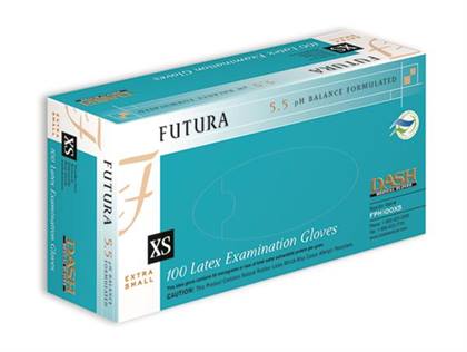 Dash Medical -Futura XS Latex Powder-Free Textured Teal Gloves, Extra Small, 100/Box