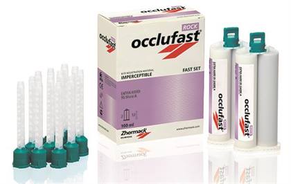 Occlufast Rock Bite Registration Material, A-Silicone, Fast Set 60 Seconds, 2 x 50 mL Cartridges with 12 Mixing Tips, C200726