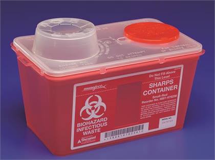 Monoject 4qt Chimney-Top Red Small Sharps Container, 40/Case